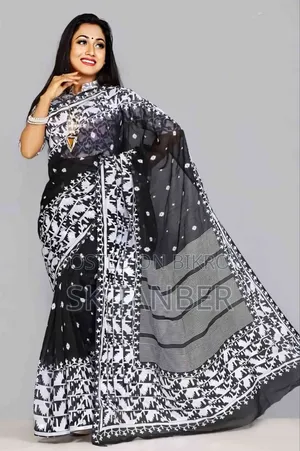 Half Silk Handprinted Sarees