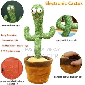HelloKimi Singing Dancing Cactus Plush Toy for Kids