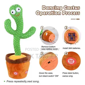 HelloKimi Singing Dancing Cactus Plush Toy for Kids
