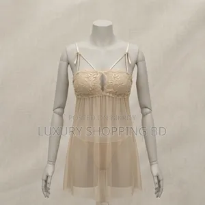 Women’s Sheer Lace Babydoll Nightdress–Black Mesh Lingerie Sleepwear