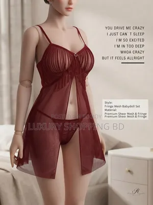Women’s Sheer Mesh Babydoll Nightdress – Lingerie Sleepwear With Panty