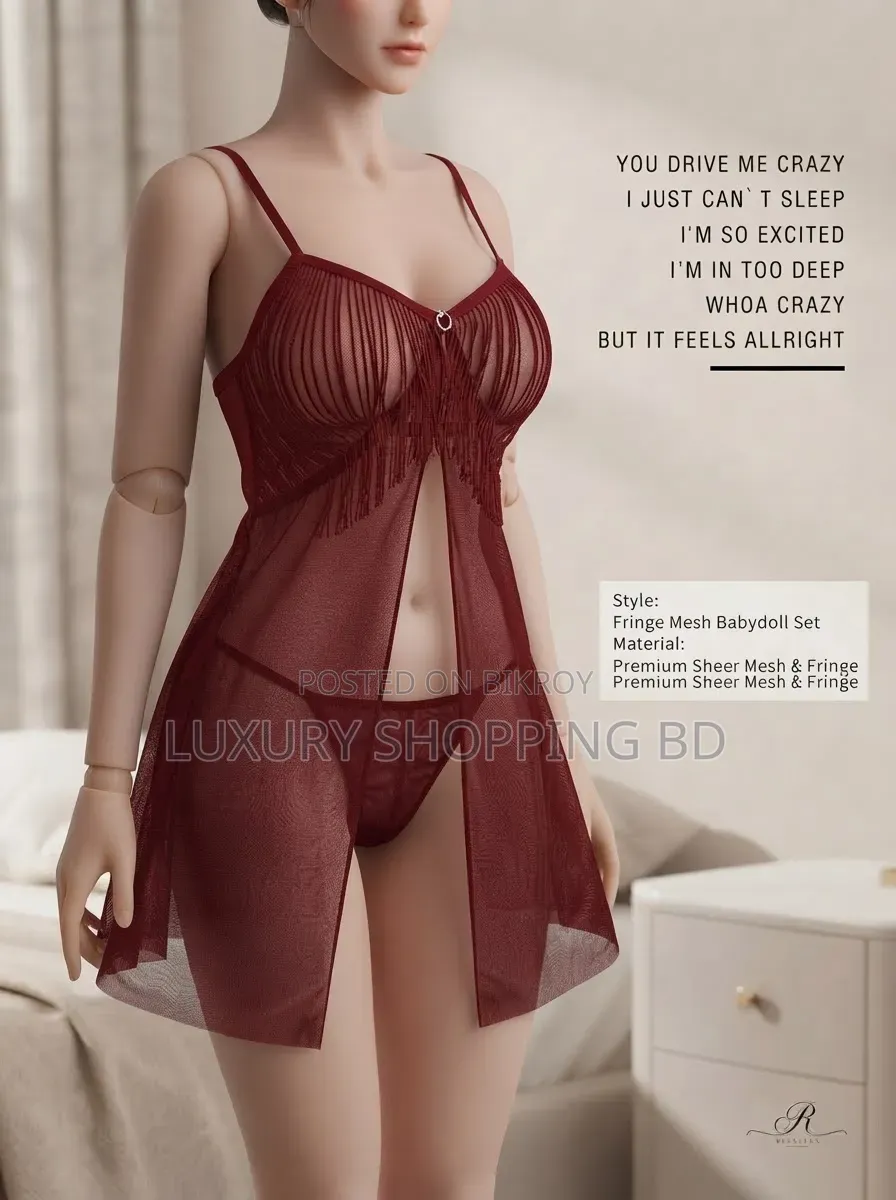 Women’s Sheer Mesh Babydoll Nightdress – Lingerie Sleepwear With Panty