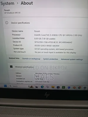Laptop HP EliteBook 840 G6 8GB Intel Core i5 SSD 256GB