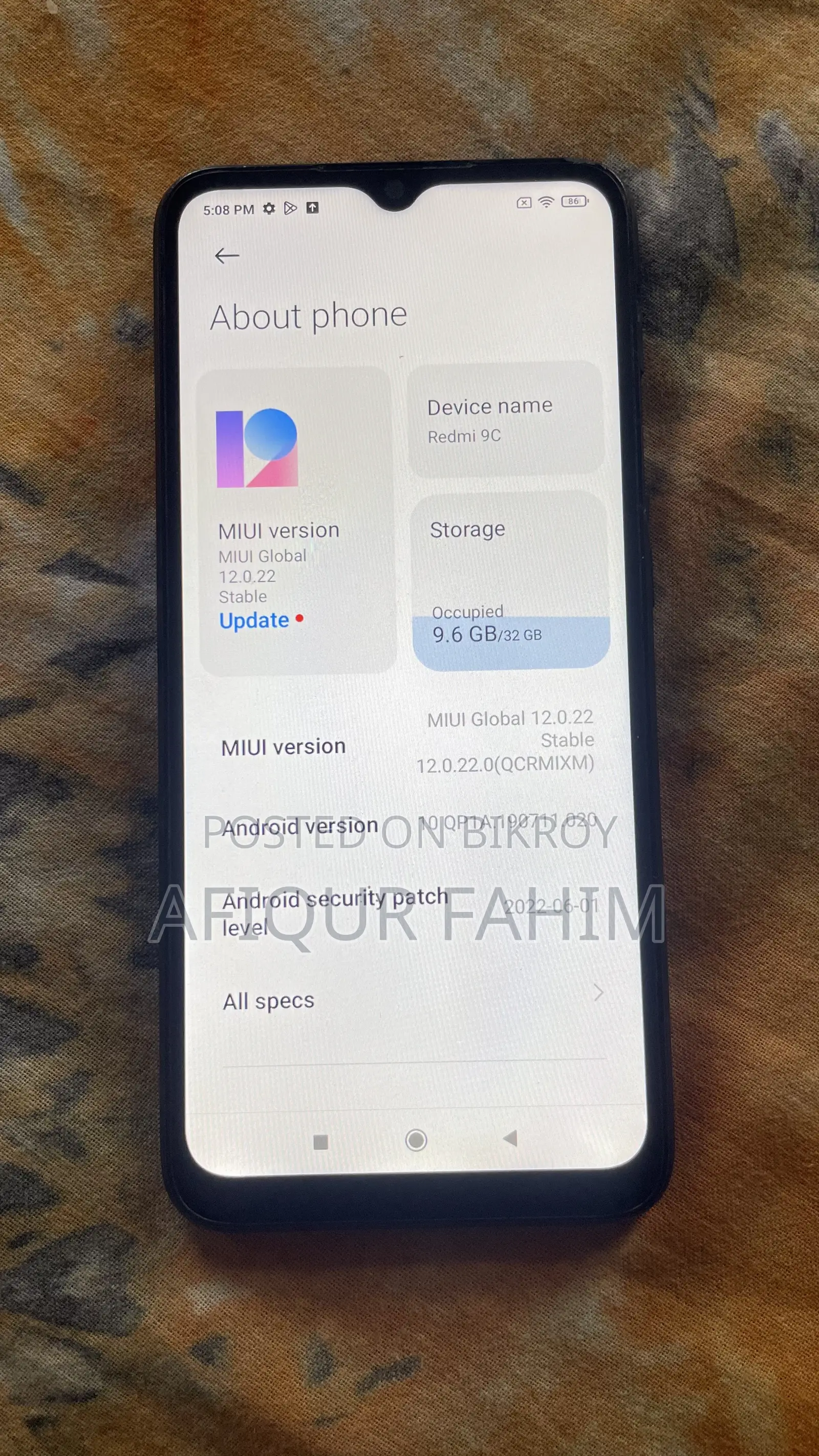 শাওমি রেডমি ৯সি ৩২ জিবি কালো