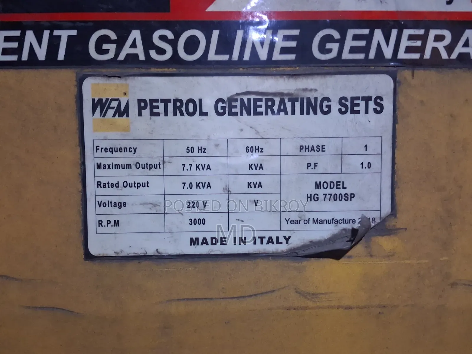 Honda Generator WFM HG7700SP