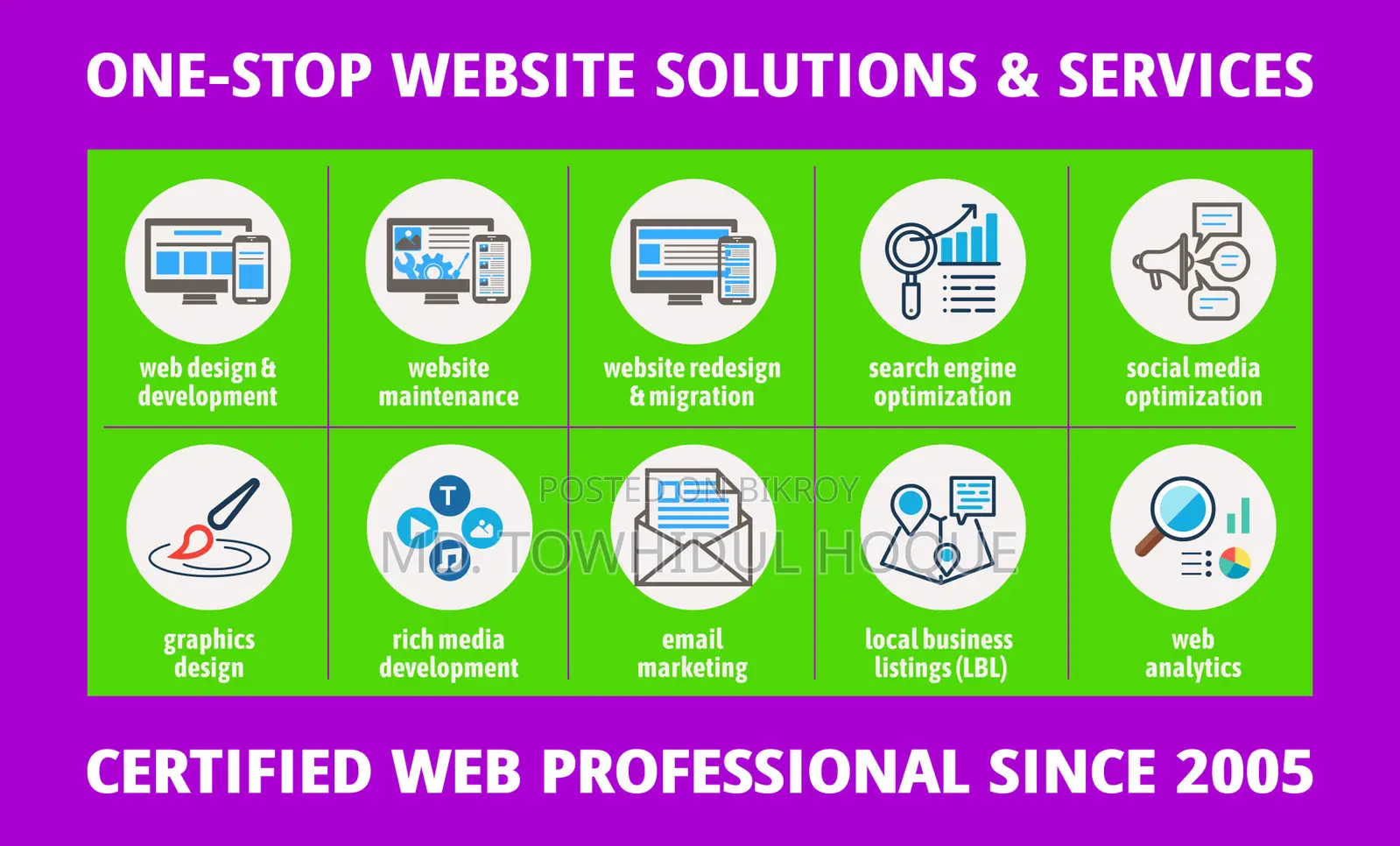 One-Stop Website Solution & Services by Certified Webmaster Since 2005