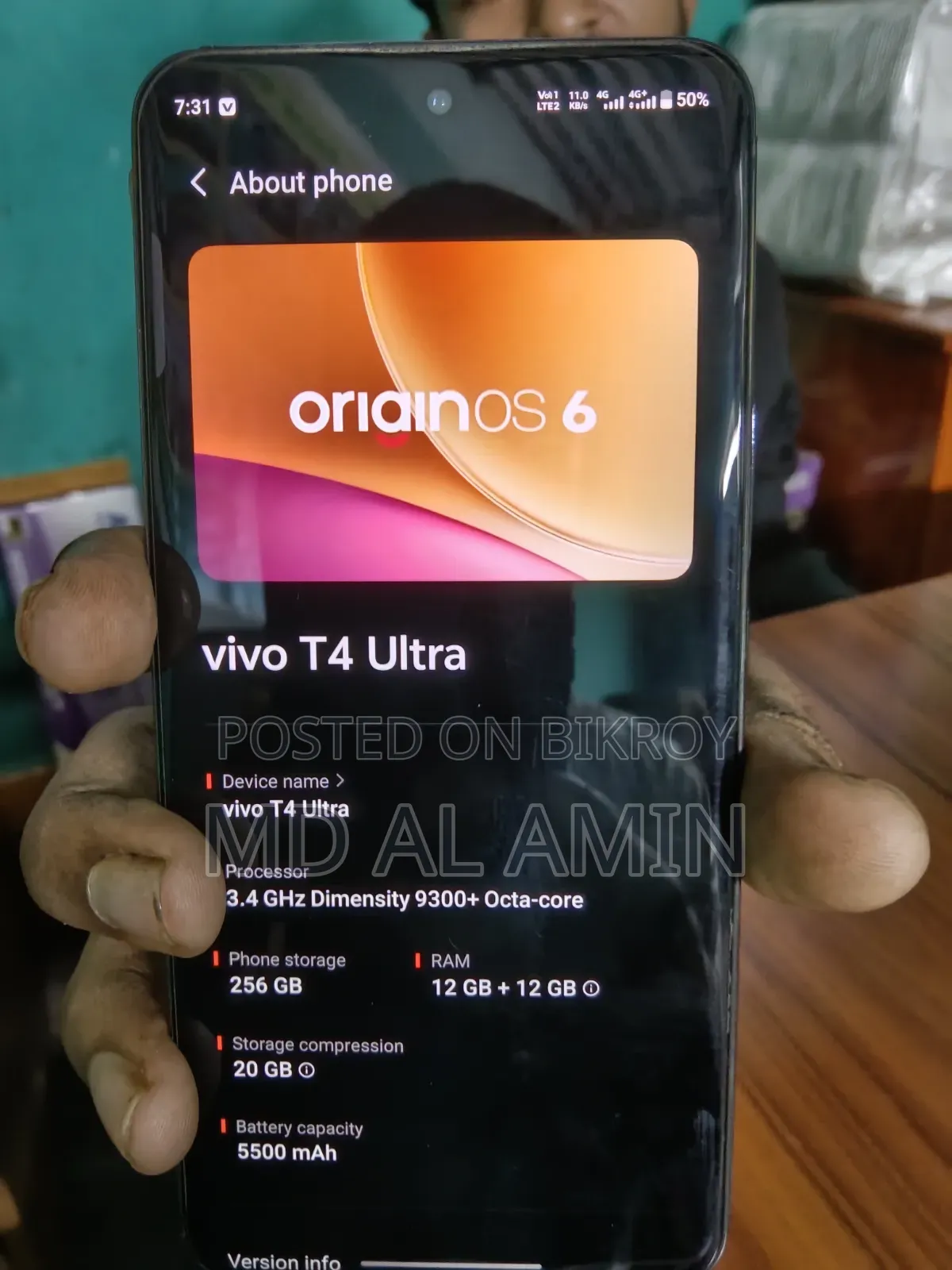 ভিভো টি৪ আল্ট্রা ২৫৬ জিবি ব্ল্যাক