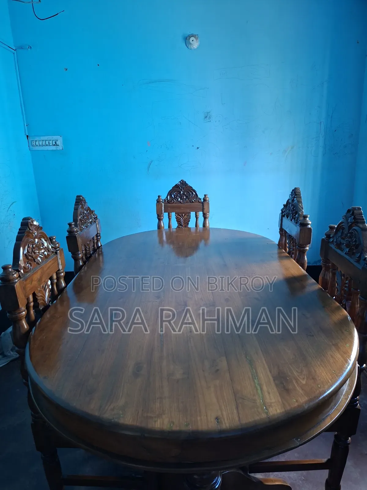 Burmese Teak Wood Dining Table Set