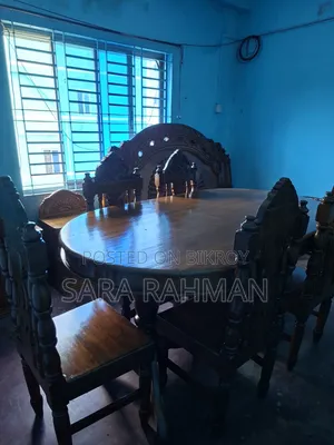 Burmese Teak Wood Dining Table Set