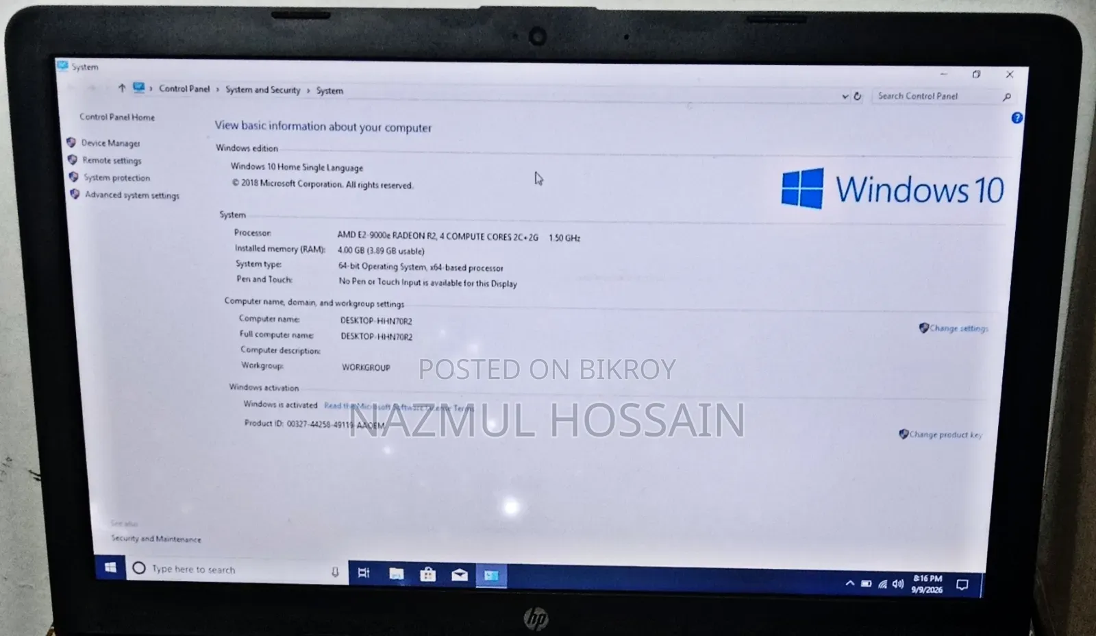 Laptop HP 15 4GB AMD HDD 500GB