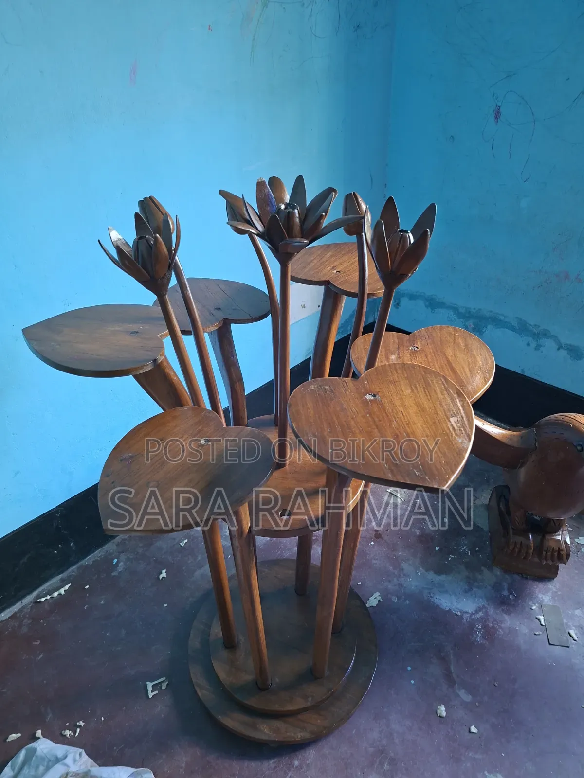 সেগুন কাঠের পদ্মফুল হোম ডেকোর