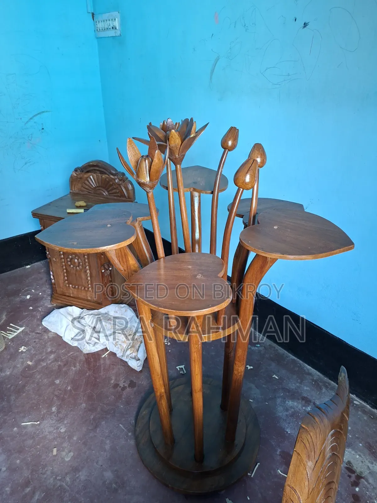 সেগুন কাঠের পদ্মফুল হোম ডেকোর