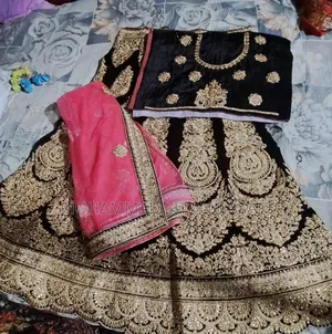 Black-Gold Heavy Zardozi Bridal Lehenga