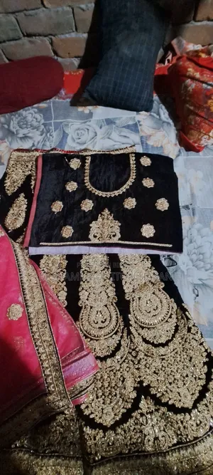 Black-Gold Heavy Zardozi Bridal Lehenga