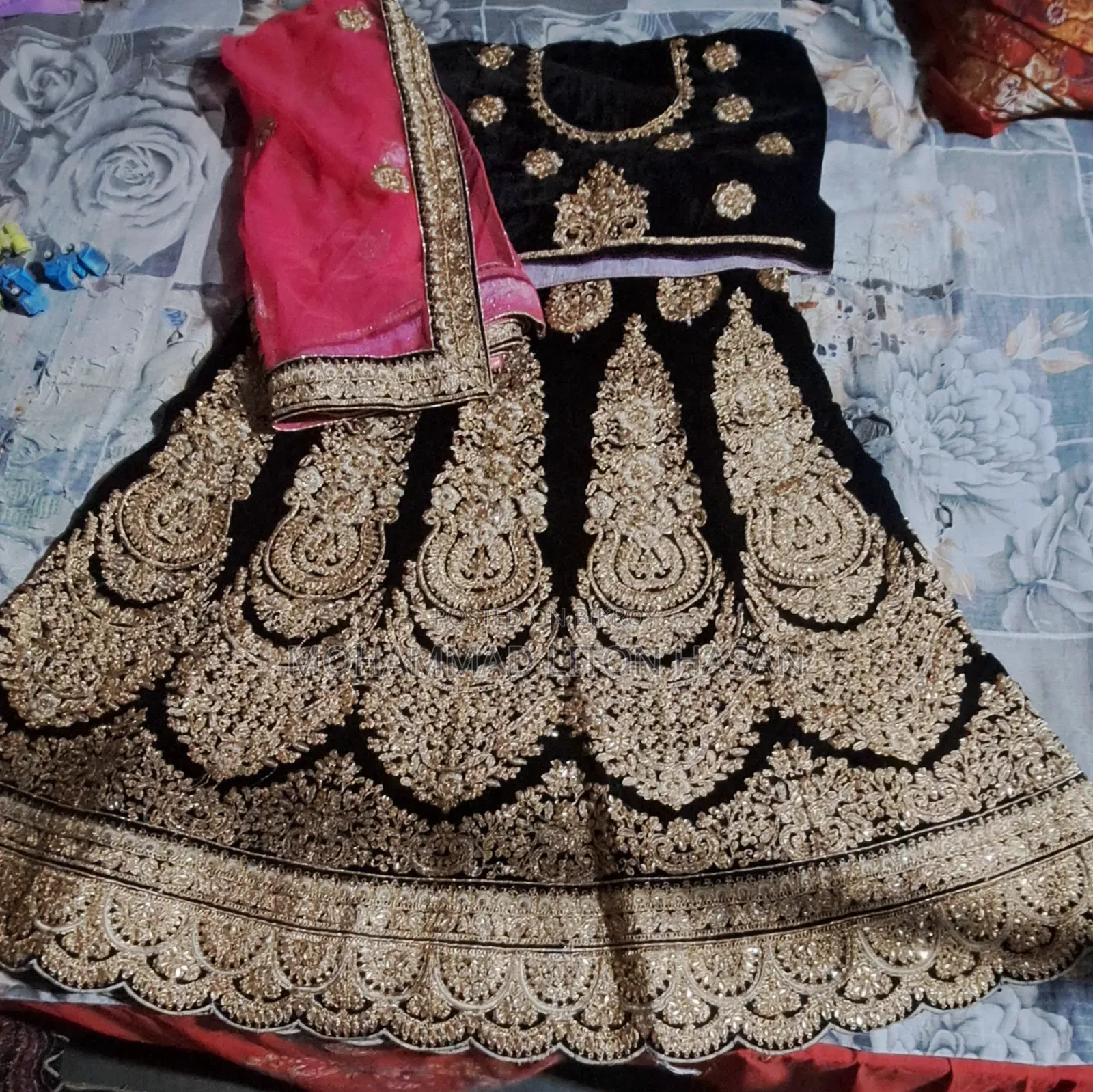 Black-Gold Heavy Zardozi Bridal Lehenga