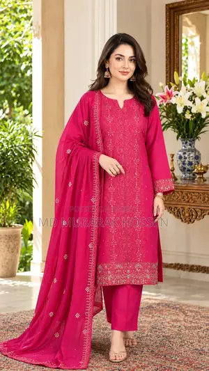 Cotton Unstitched Three Piece