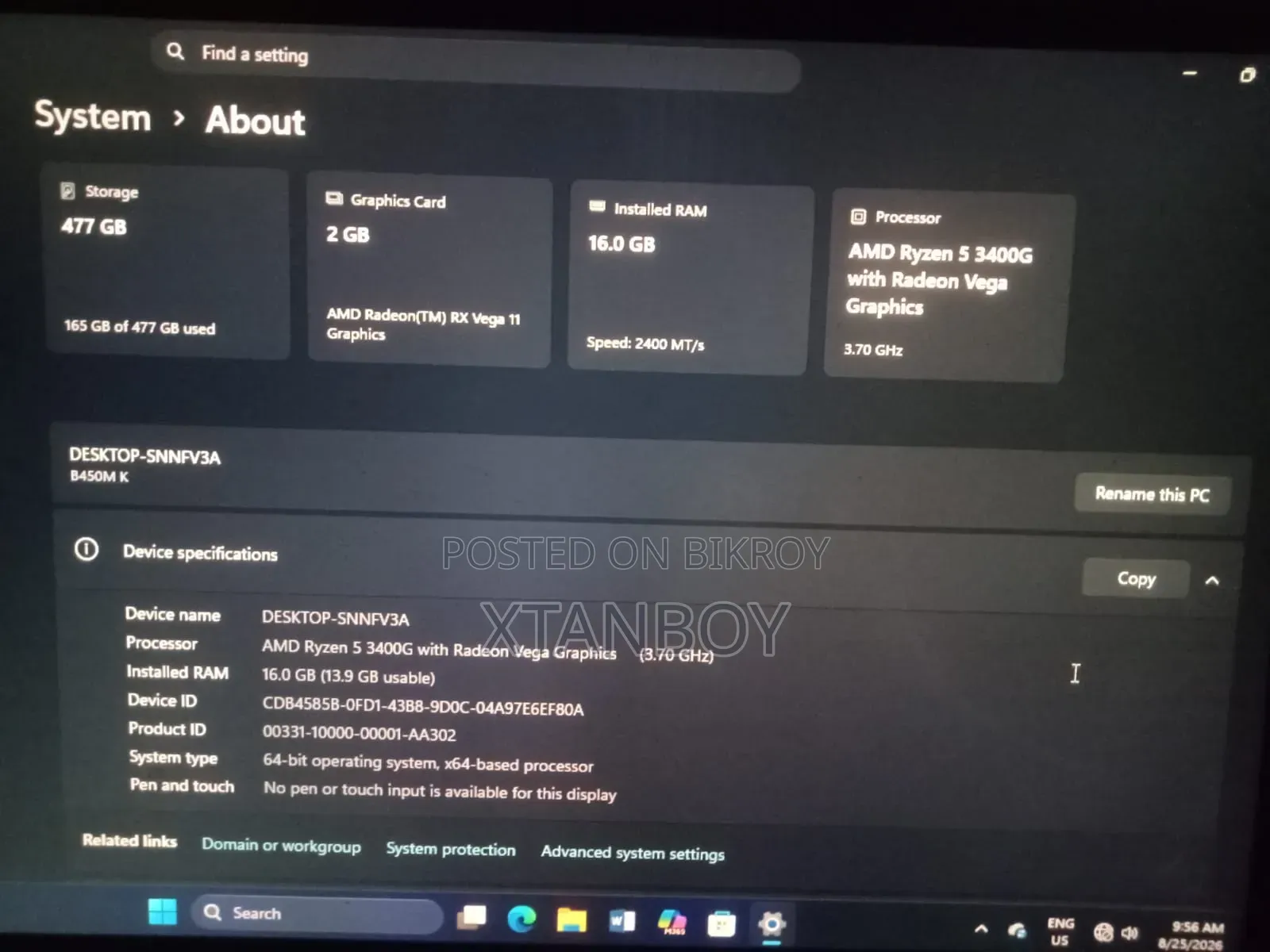 Desktop Computer Gigabyte 16GB AMD Ryzen 5 SSD 512GB