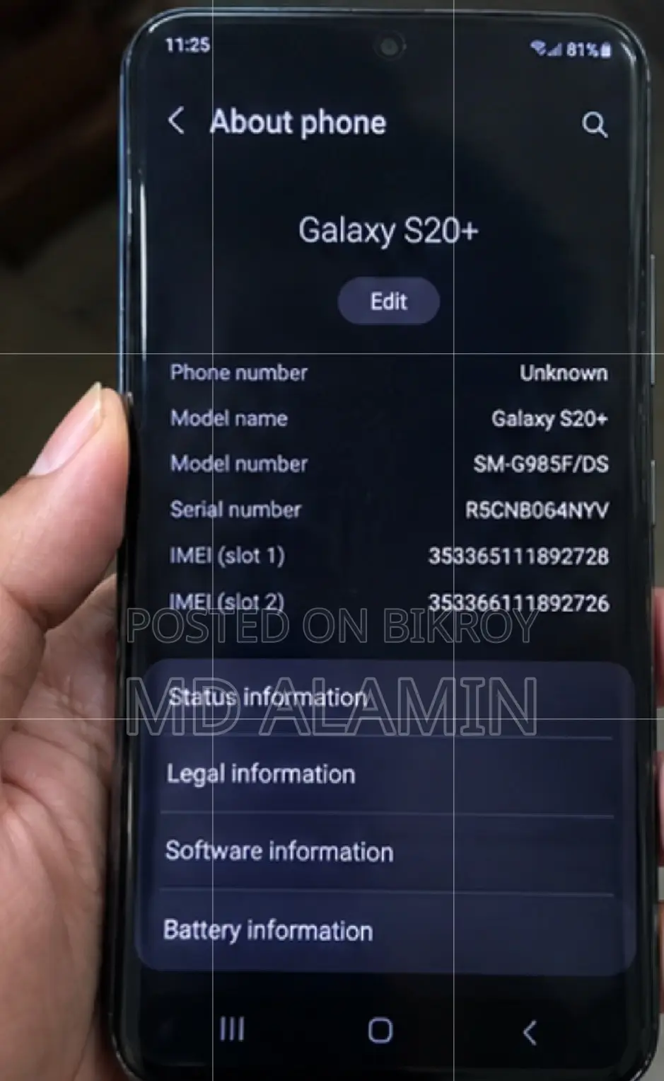 Samsung Galaxy S20+ 5G 128 GB Gray
