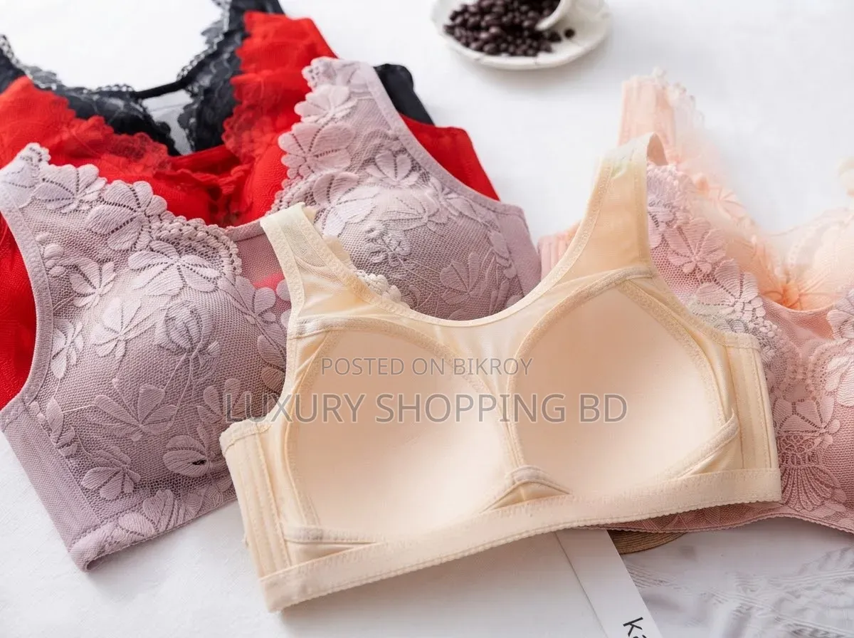Women’s Plus Size Floral Lace Wireless Bra – Full Coverage Comfort Bra