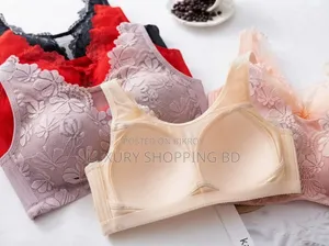 Women’s Plus Size Floral Lace Wireless Bra – Full Coverage Comfort Bra