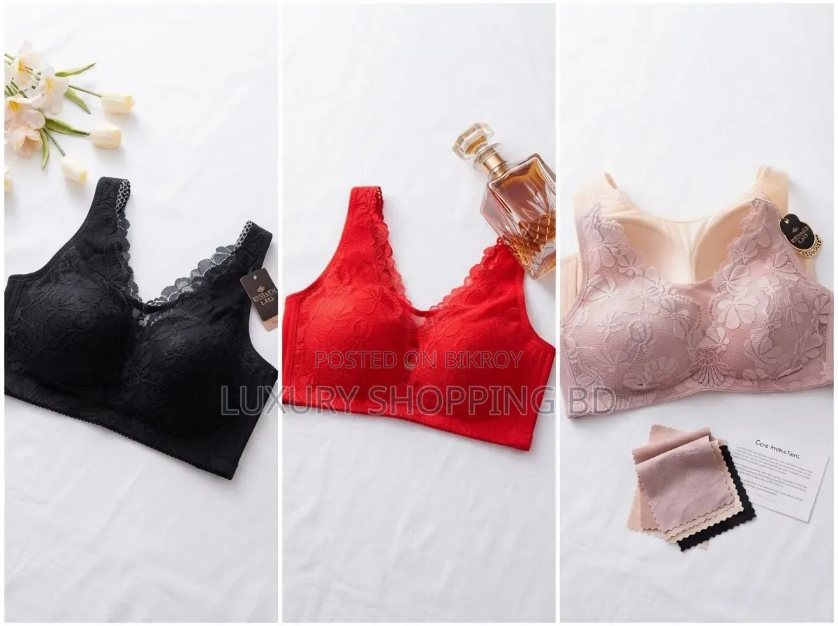 Women’s Plus Size Floral Lace Wireless Bra – Full Coverage Comfort Bra