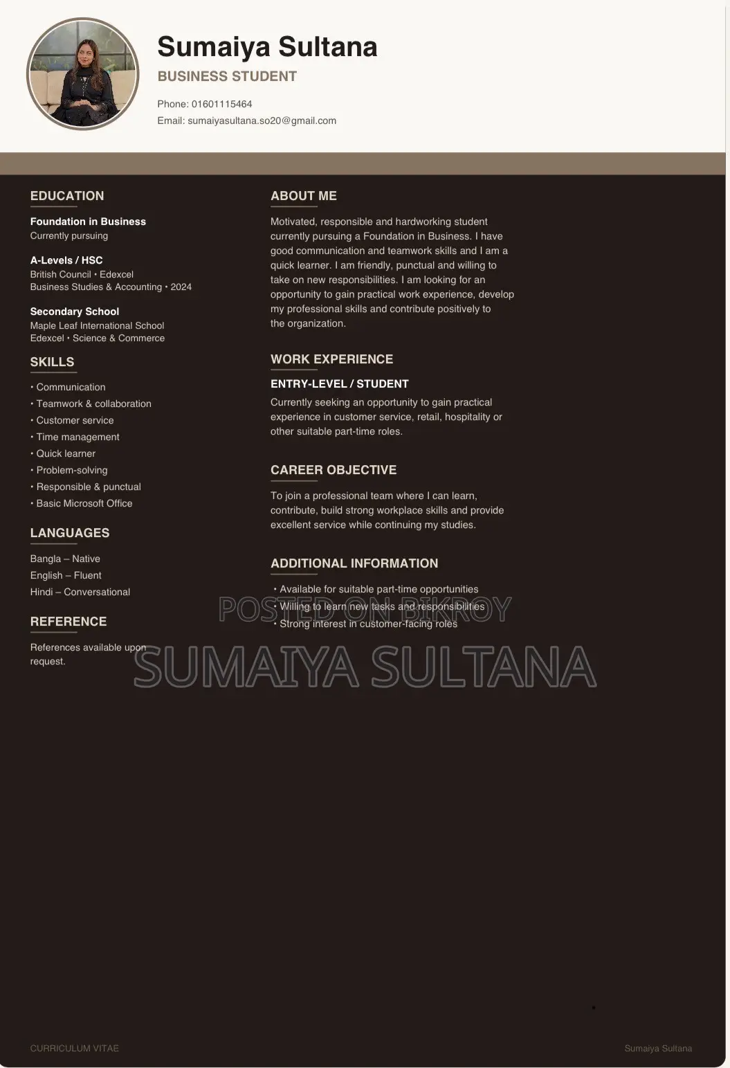 Advertising Marketing CV