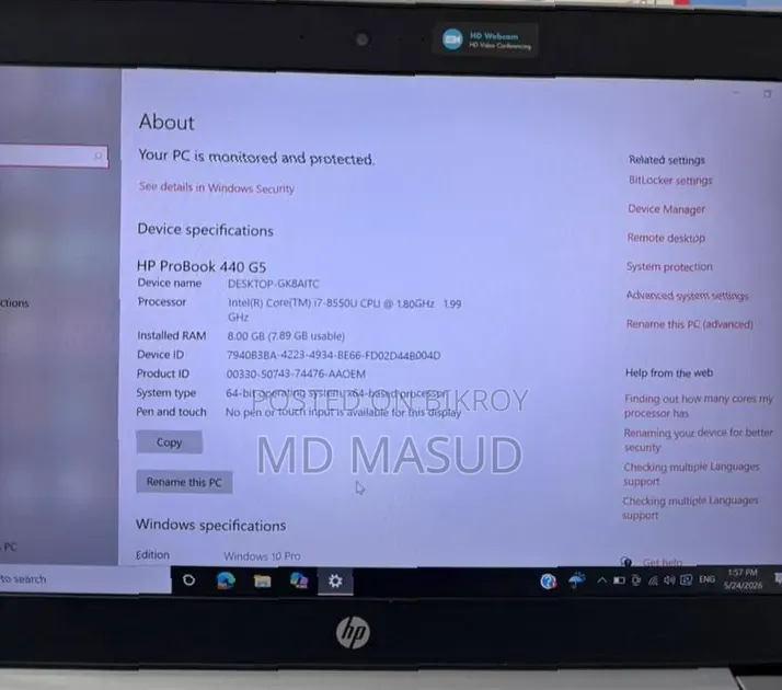 Laptop HP ProBook 440 G5 8GB Intel Core I7 HDD 1T