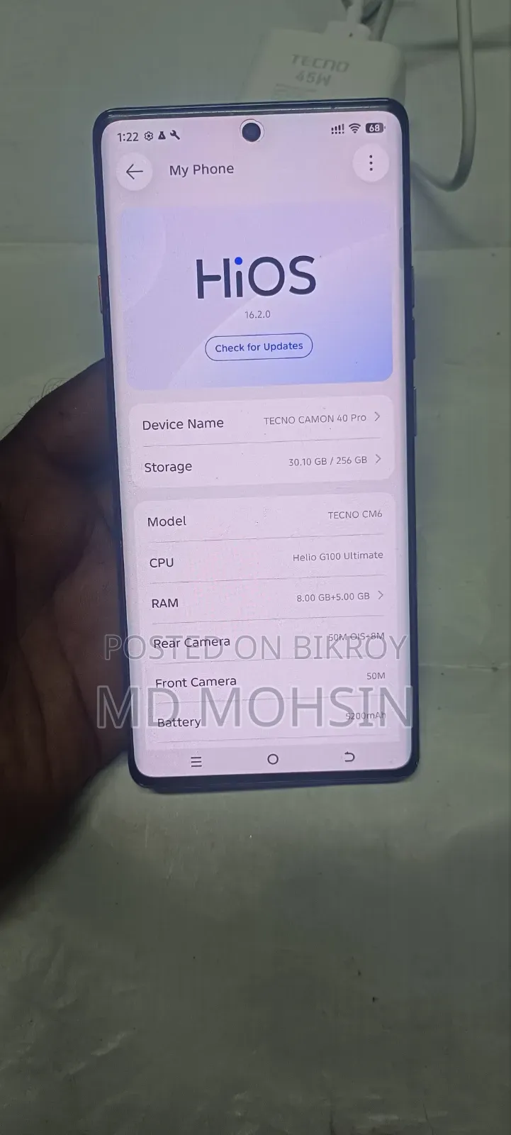 Tecno Camon 40 Pro 4G 256 GB Graphite