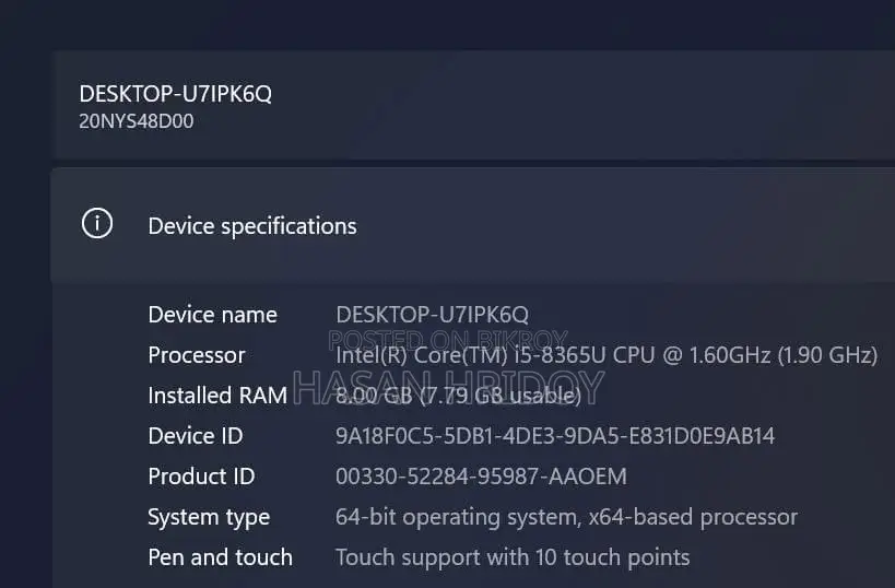 Laptop Lenovo ThinkPad T490s 8GB Intel Core I5 SSD 256GB