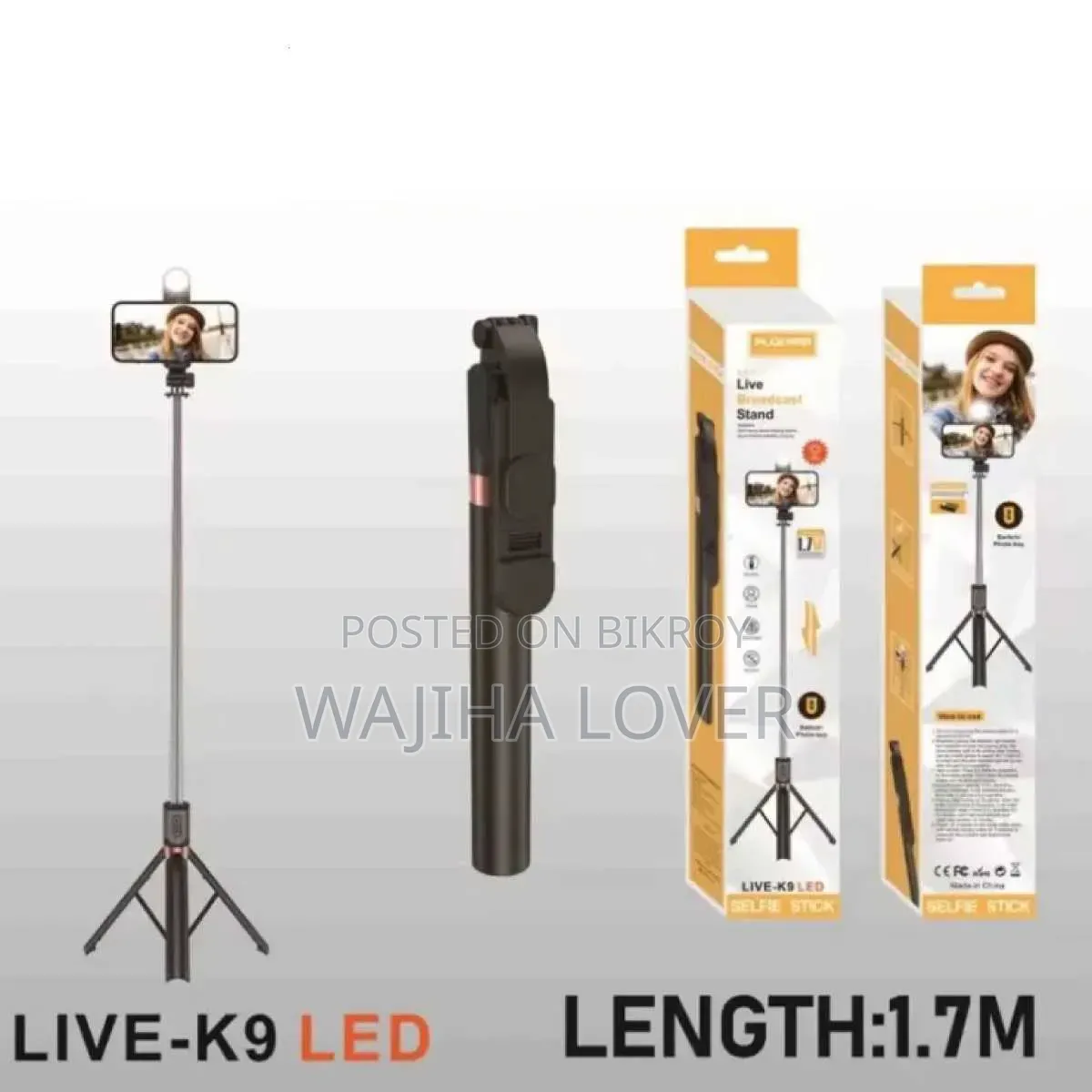 LIVE- Live Selfie Stand With Rechargeable Light (5.7 Feet)