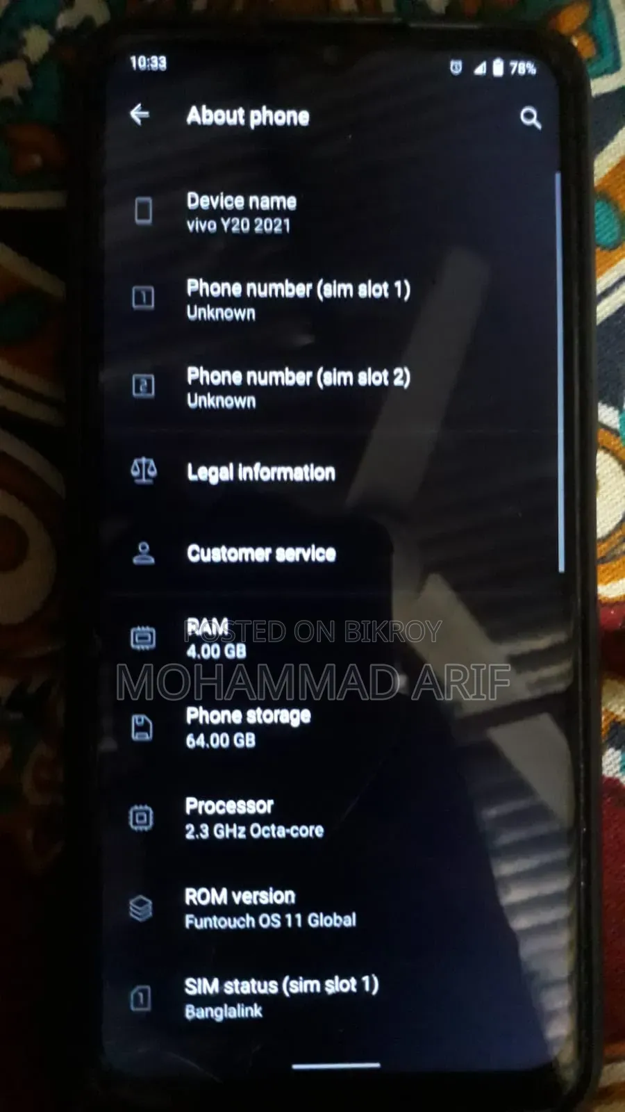 Vivo Y20 64 GB Blue