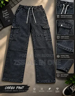 6 Pocket Cargo Denim Baggy Pant