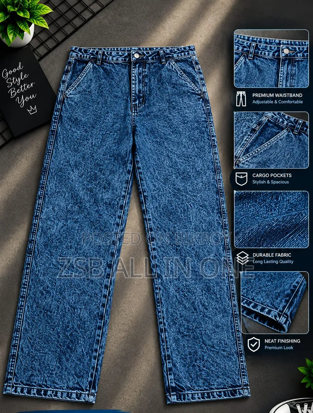 Baggy Cargo Denim Pant for Both Men and Women