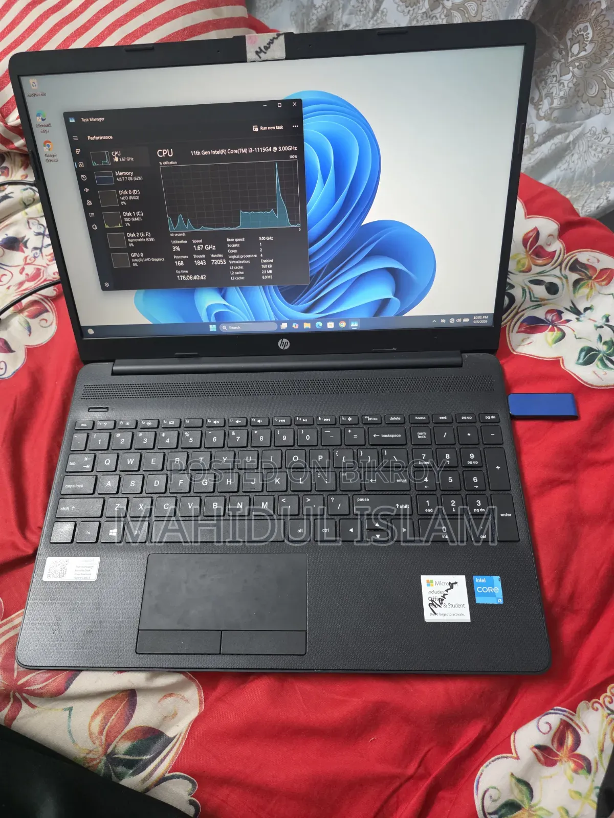 Laptop HP 15s 8GB Intel Core I3 SSD 1T