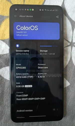 Oppo F19 Pro 128 GB Black