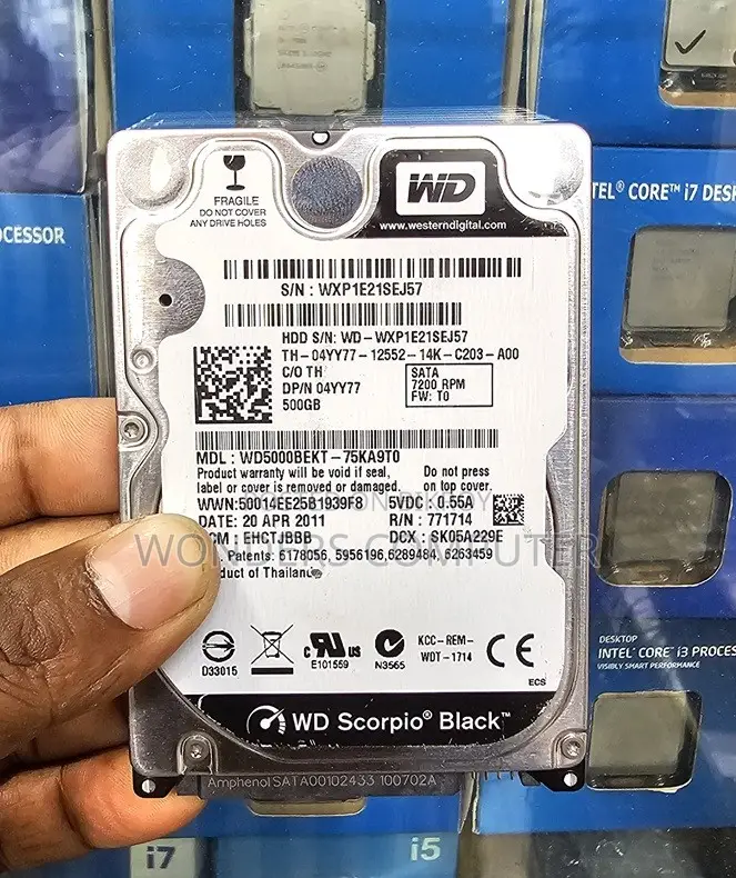 500GB Western Digital Scorpio Black 7200RPM Hard Drive 1 Year Warranty