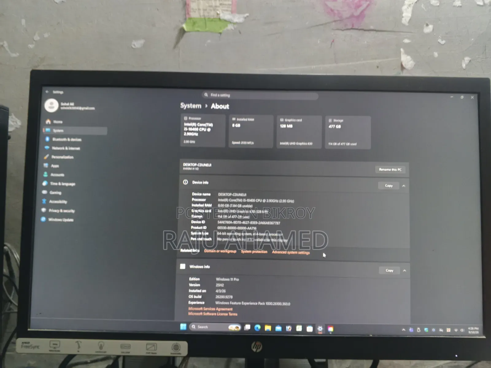 Desktop Computer HP 8GB Intel Core i5 SSD 512GB