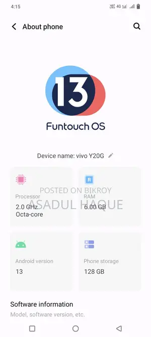 Vivo Y20G 128 Gigabytes Blue