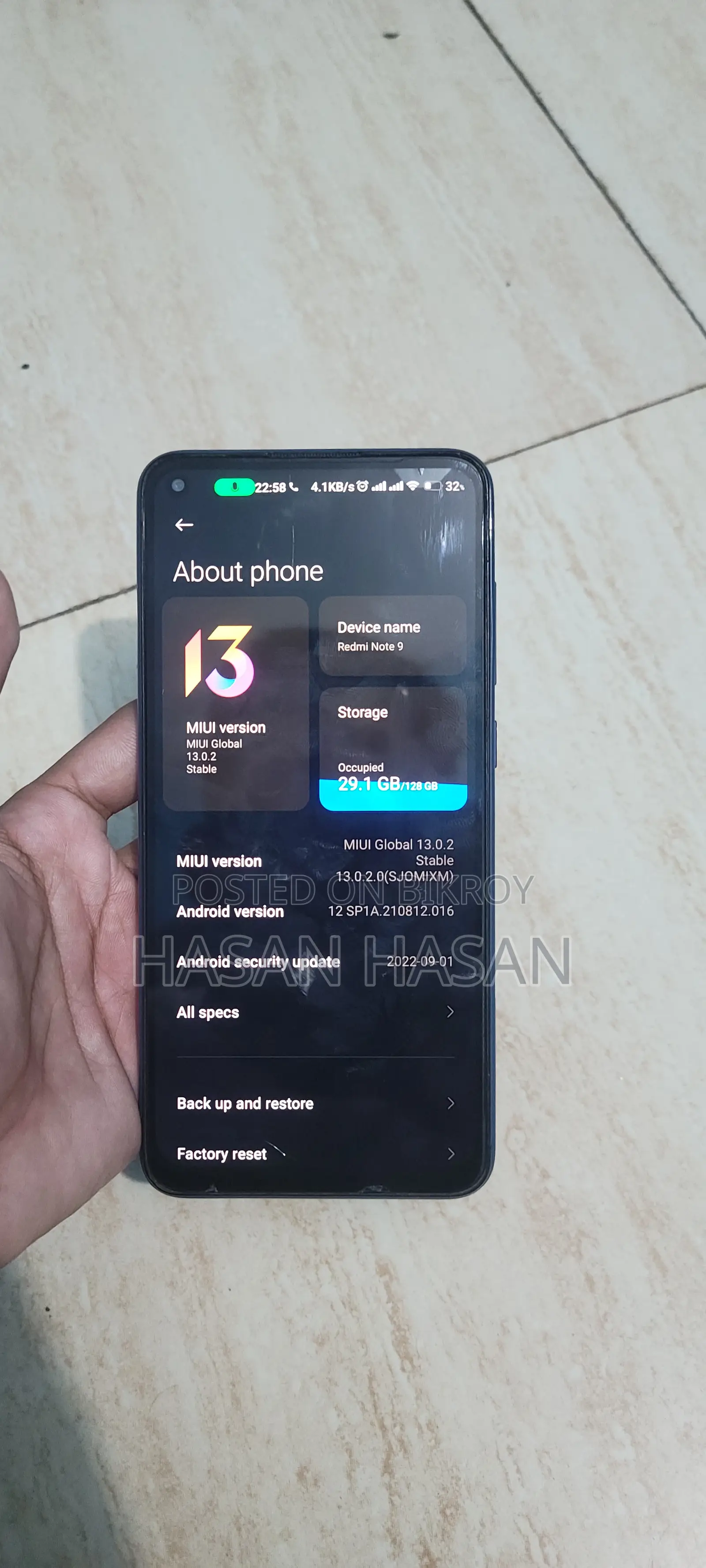 Xiaomi Redmi Note 9 128 GB Blue