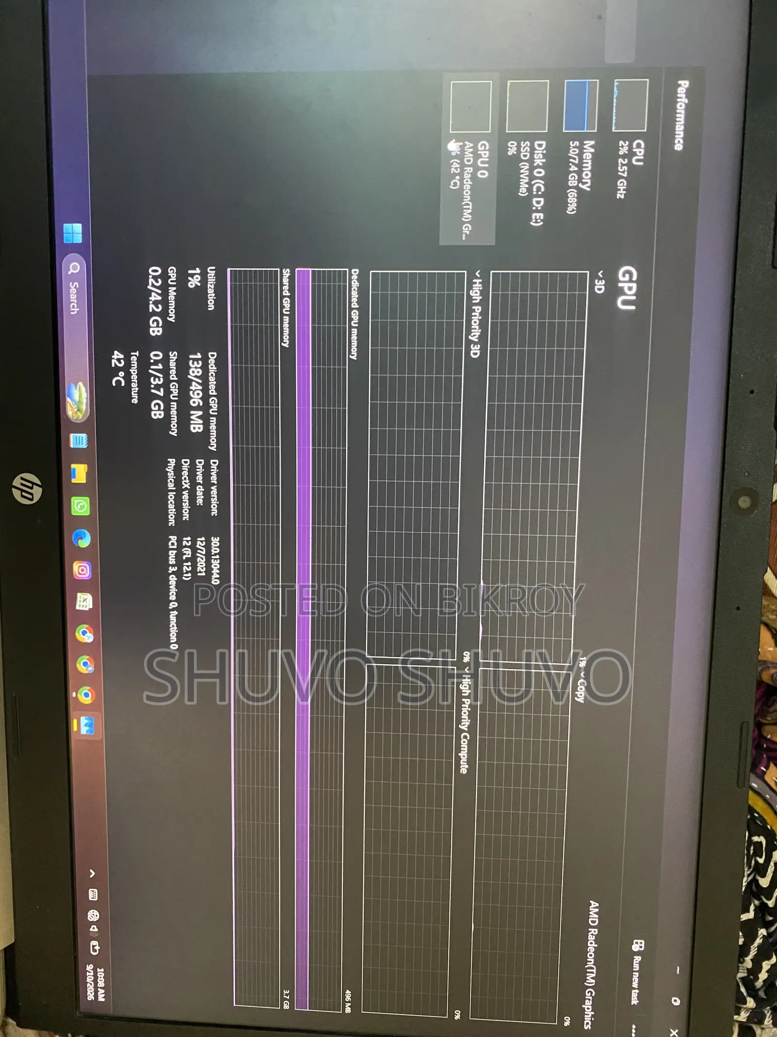 Laptop HP 15s 8GB AMD Ryzen 5 SSD 512GB