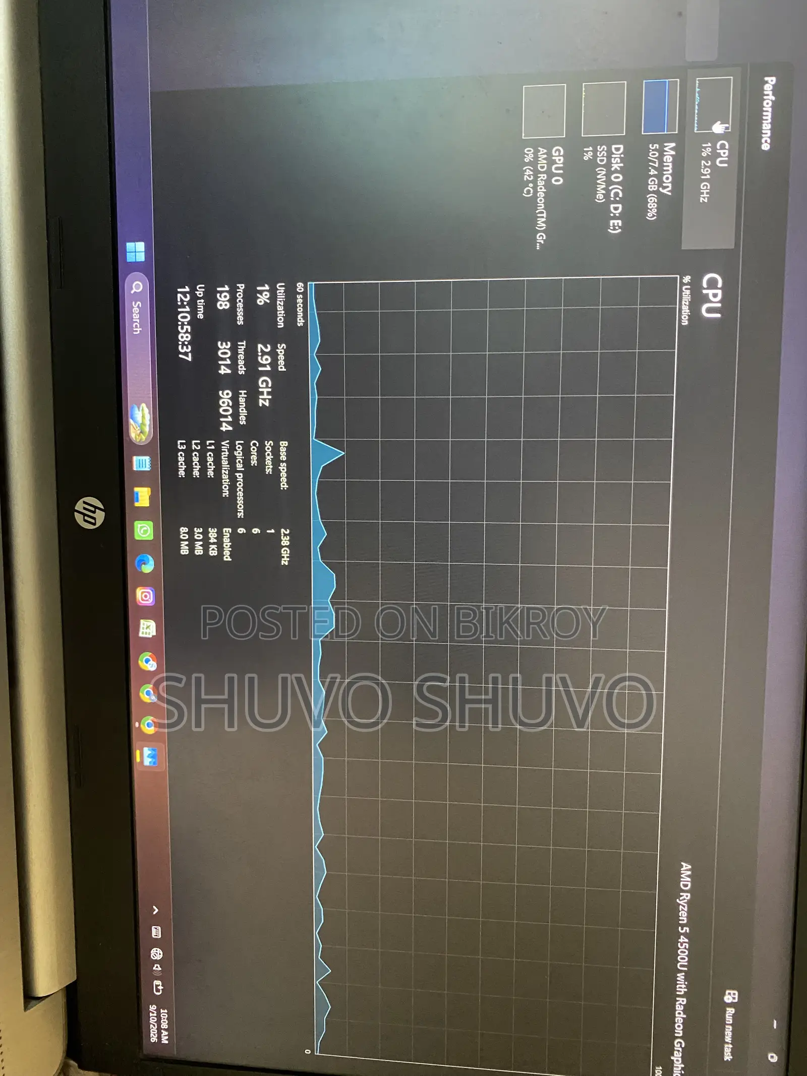 Laptop HP 15s 8GB AMD Ryzen 5 SSD 512GB