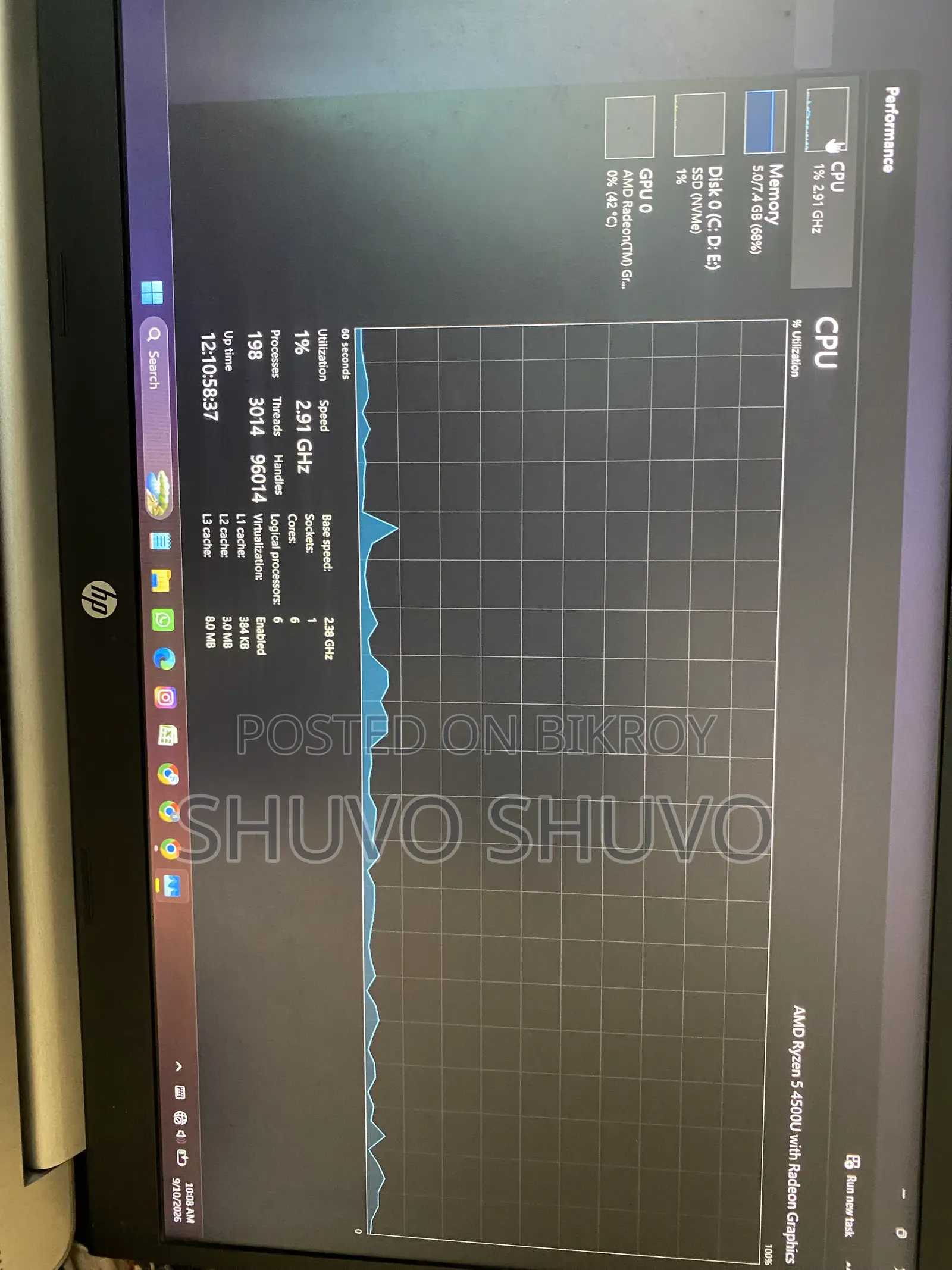 Laptop HP 15s 8GB AMD Ryzen 5 SSD 512GB