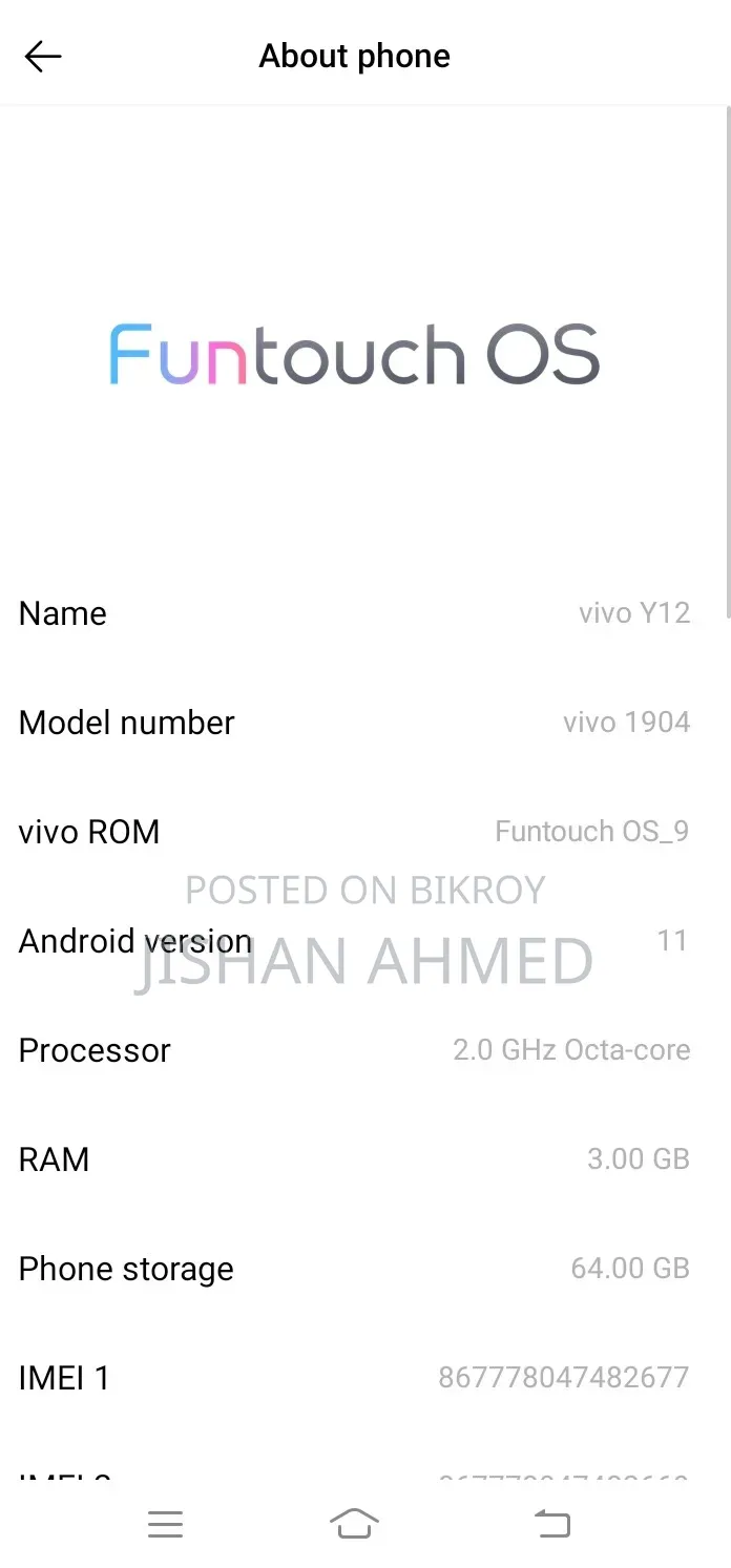 Vivo Y12 64 GB Rose Gold