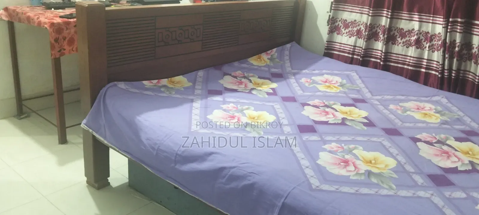 Bed + Mattress + Quilt for sale size 6 feet X 7 feet