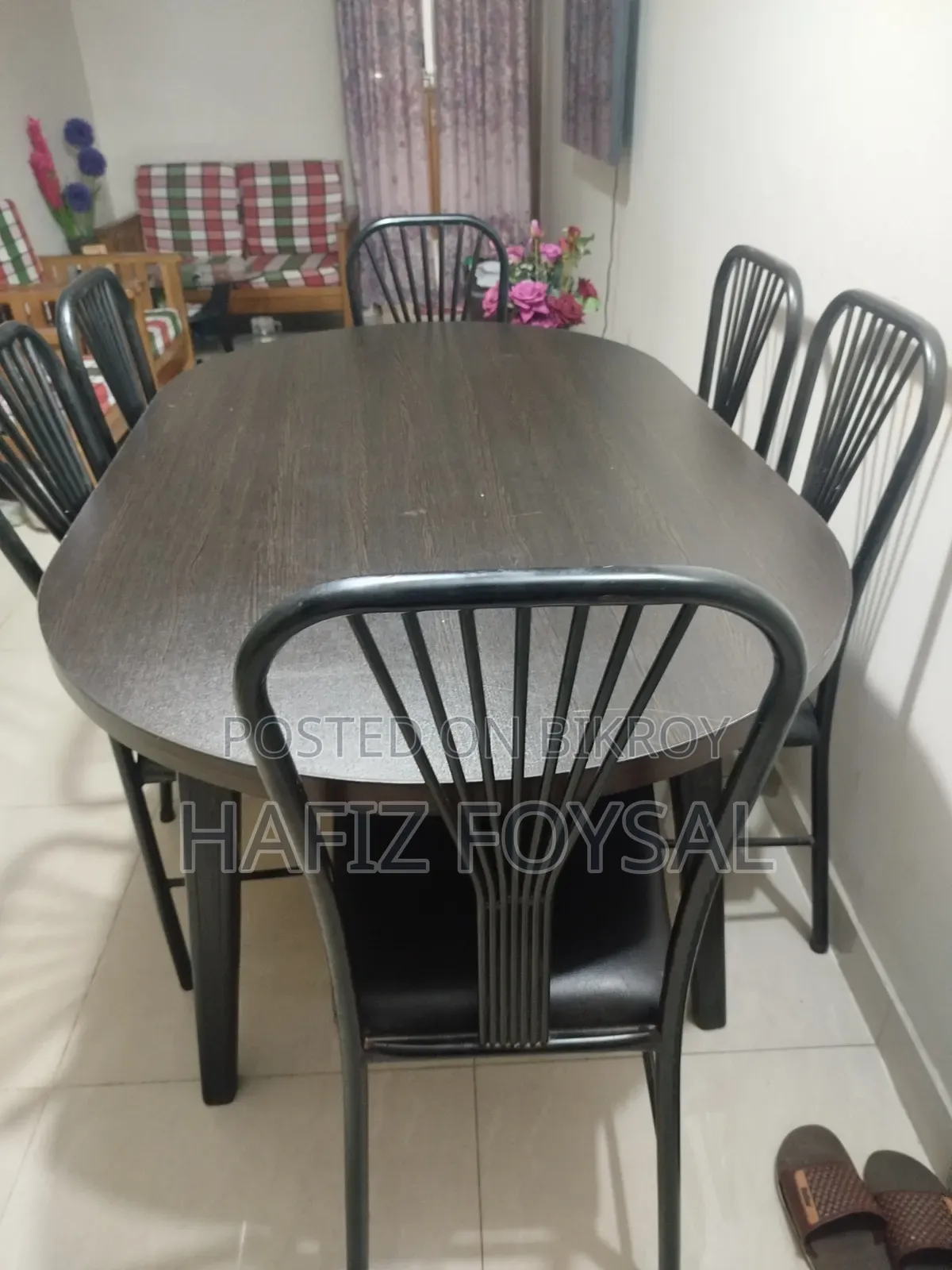 6 Seated Dining Table ( Melamine Board Frame With Wood Support)