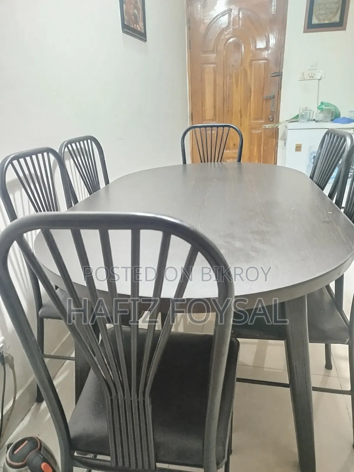 6 Seated Dining Table ( Melamine Board Frame With Wood Support)