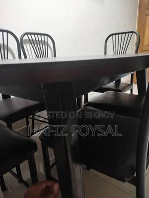 6 Seated Dining Table ( Melamine Board Frame With Wood Support)