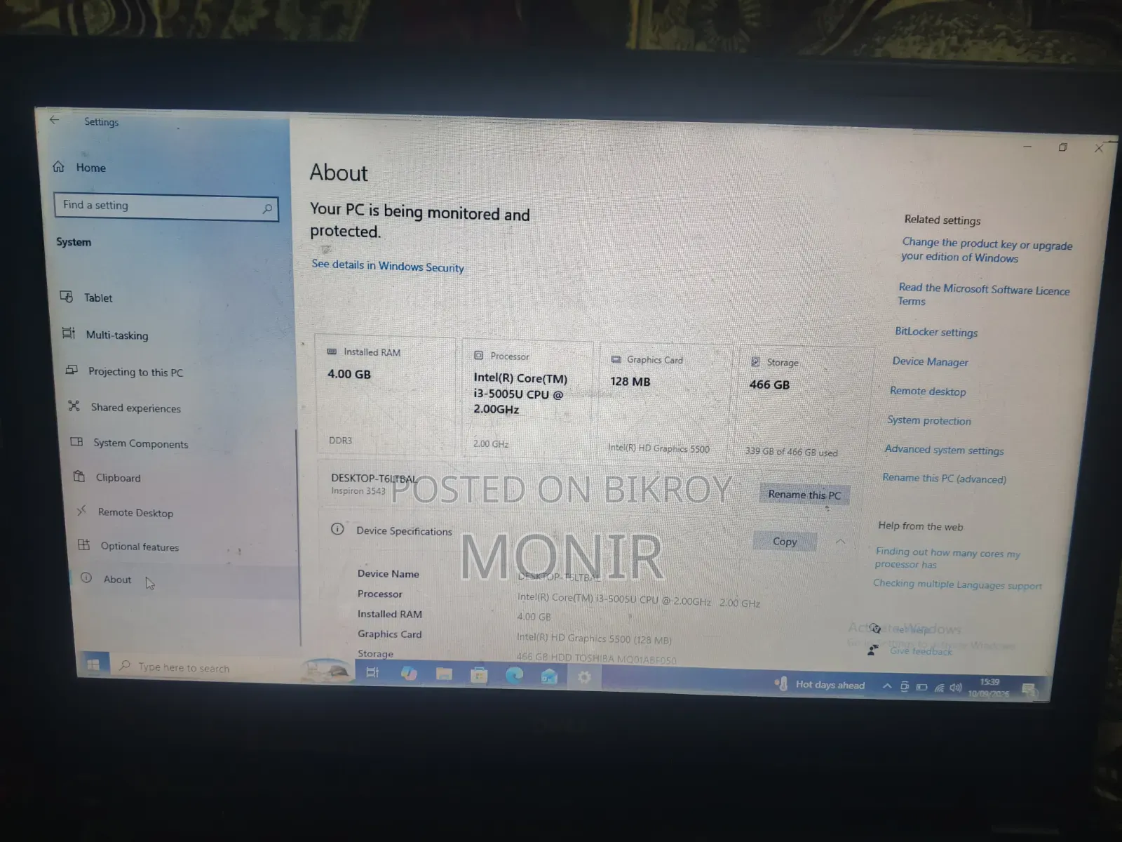 Laptop Dell Inspiron 3541 4GB Intel Core I3 HDD 500GB