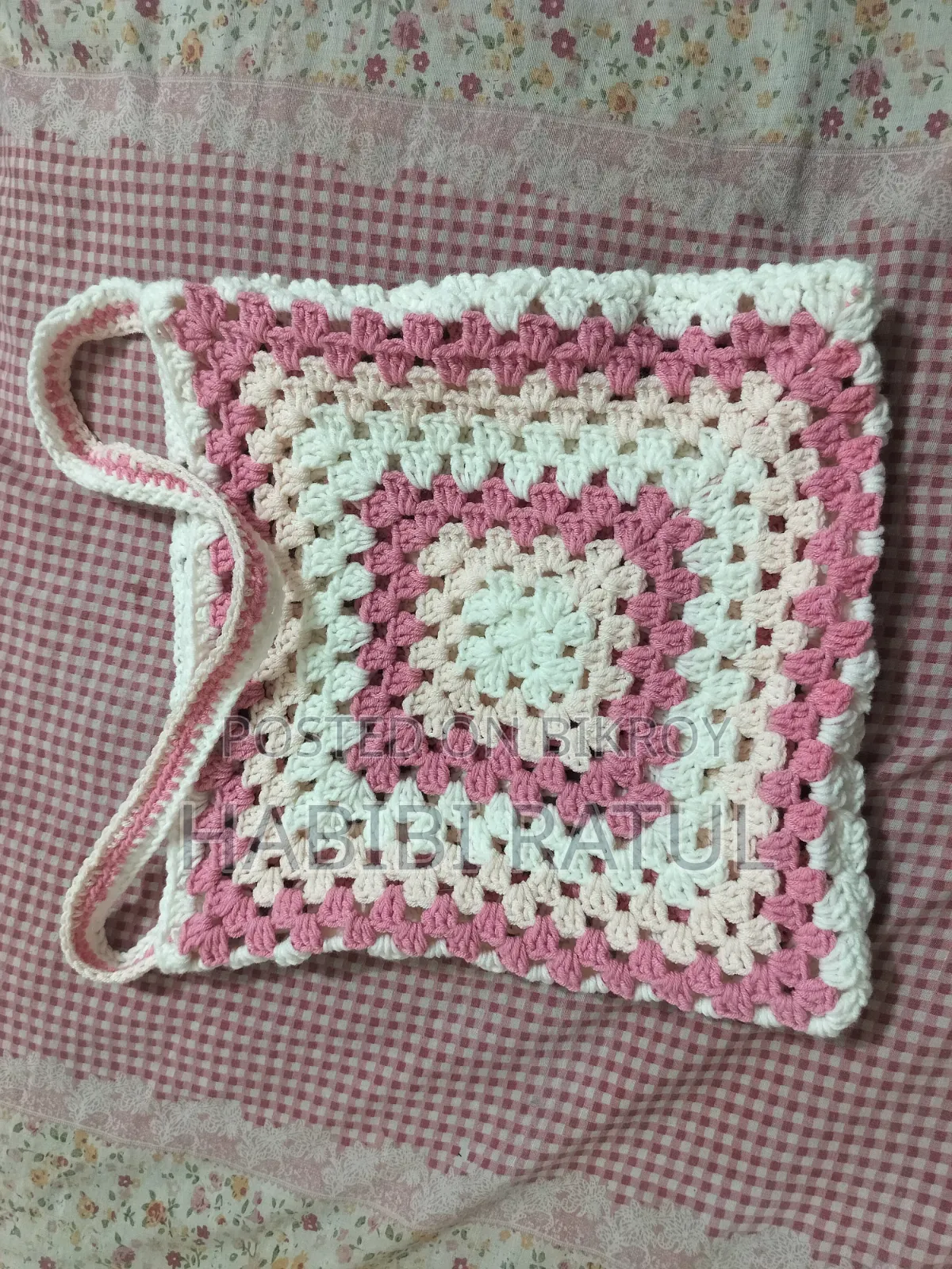 Handmade Crochet Tote Bag | Cute Pink & White | Premium Handmade