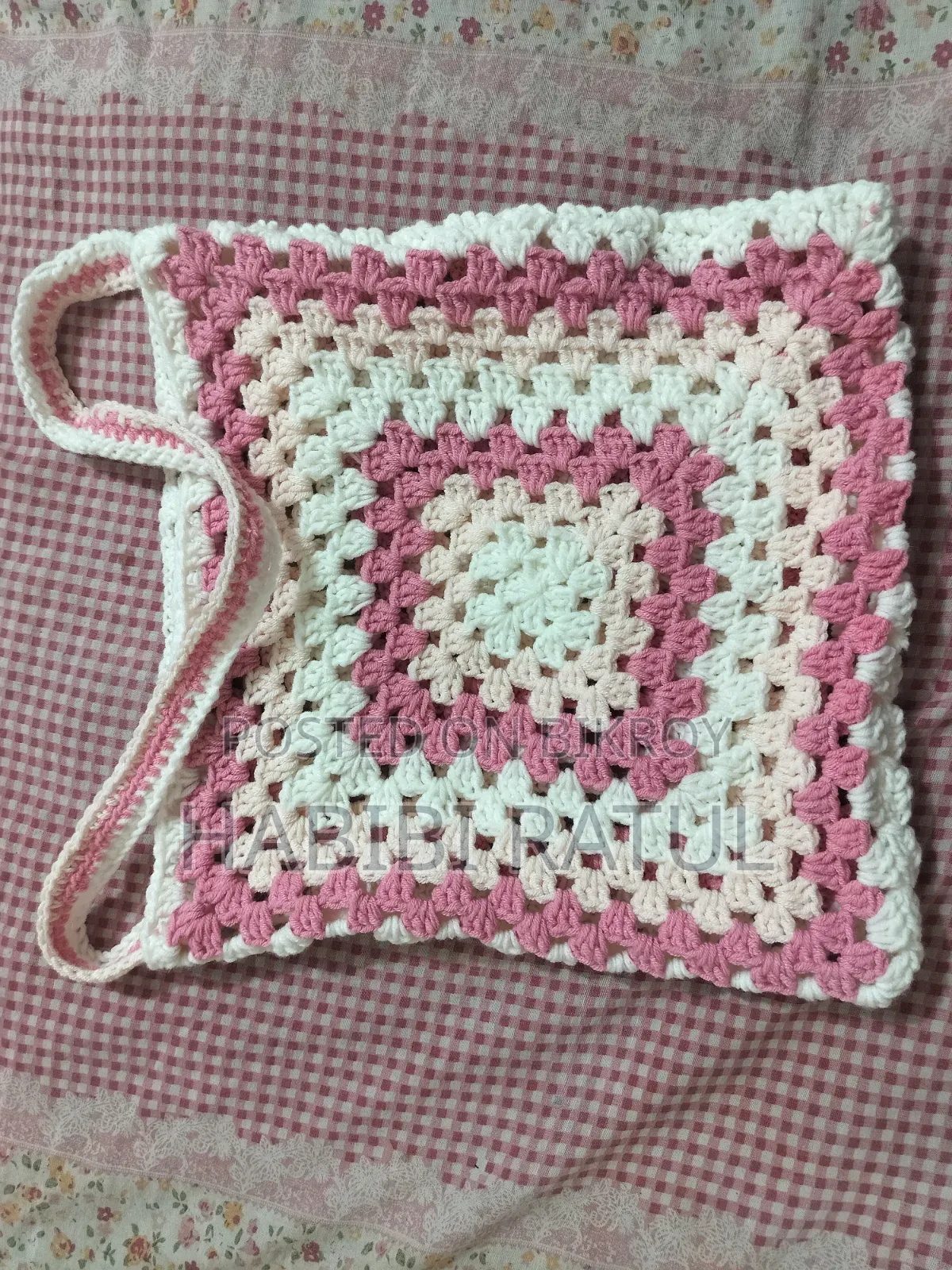 Handmade Crochet Tote Bag | Cute Pink & White | Premium Handmade